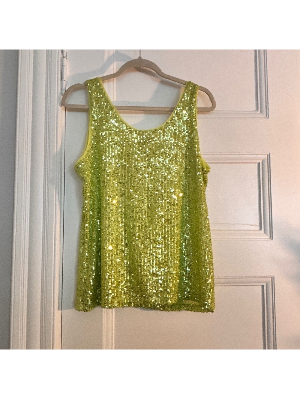 NWT Anne Klein Women's Medium Lime Green Sequin Tank Top